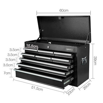 9 Drawer Mechanic Tool Box Storage Chest - Black - Free Shipping