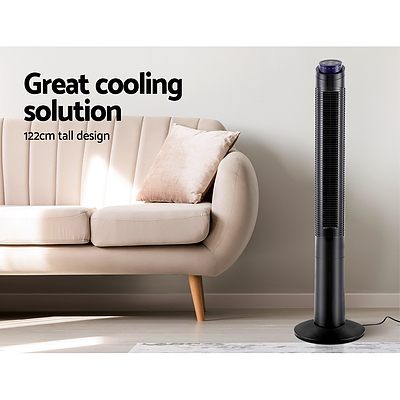 122cm 48 Tower Fan Bladeless Fans Oscillating with Remote Timer Black