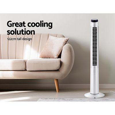 122cm 48 Tower Fan Bladeless Fans Oscillating with Remote Timer White