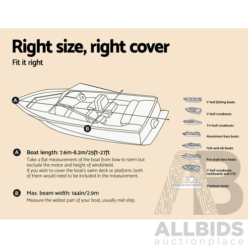 25 - 27ft Waterproof Boat Cover - Free Shipping