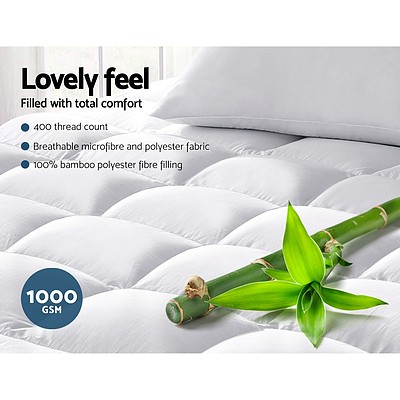 Double Mattress Topper Bamboo Fibre Pillowtop Protector - Brand New - Free Shipping