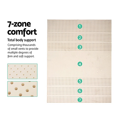Pure Natural Latex Mattress Topper 7 Zone 5cm Double - Brand New - Free Shipping