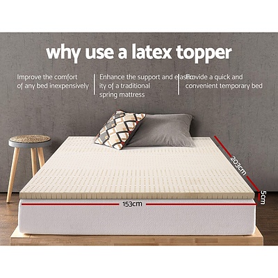Giselle Bedding Pure Natural Latex Mattress Topper 7 Zone 5cm Queen - Brand New - Free Shipping