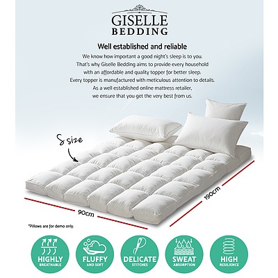 Giselle Bedding Single Size Memory Resistant Mattress Topper - Brand New - Free Shipping