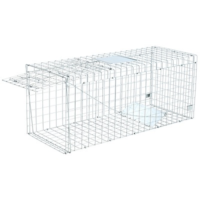 Humane Animal Trap Cage 108 x 40 x 45cm  - Silver - Brand New - Free Shipping