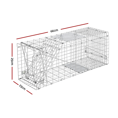 Humane Animal Trap Cage 66 x 23 x 25cm  - Silver - Brand New - Free Shipping