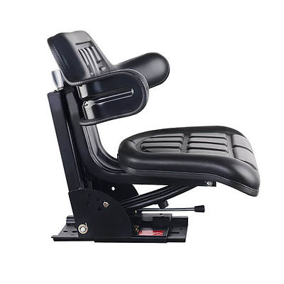 PU Leather Universal Tractor Seat Adjustable Backrest Suspension - Black - Free Shipping