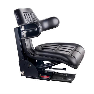 PU Leather Universal Tractor Seat Adjustable Backrest Suspension - Black - Free Shipping