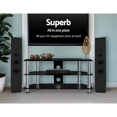 TV Stand Entertainment Unit Media Cabinet Temptered Glass 3 Tiers - Brand New - Free Shipping