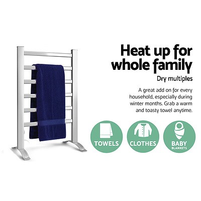 Electric Heated Towel Rail Rails Warmer Rack Aluminium Bar Bathroom - Brand New - Free Shipping