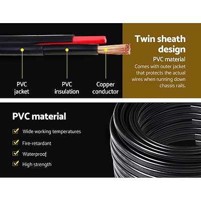 Twin Core Wire Electrical Automotive Cable 2 Sheath 450V 3MM 100M - Brand New - Free Shipping