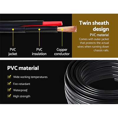 Twin Core Wire Electrical Automotive Cable 2 Sheath 450V 6MM 10M - Brand New - Free Shipping