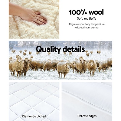Queen Wool Underlay Mattress Topper Underblanket Cotton - Brand New - Free Shipping