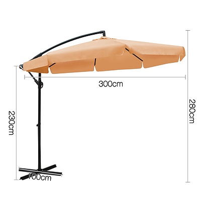 Instahut 3M Outdoor Umbrella - Beige - Free Shipping