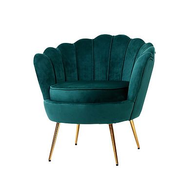 Armchair Lounge Chair Accent Armchairs Retro Lounge Accent Chair Single Sofa Velvet Shell Back Seat Green - Brand New - Free Shipping