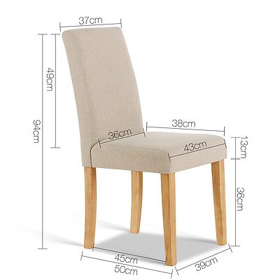 Set of 2 Fabric Dining Chair - Beige - Free Shipping