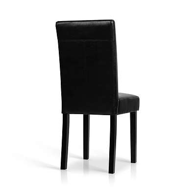 Set of 2 PU Leather Dining Chairs - Black - Free Shipping