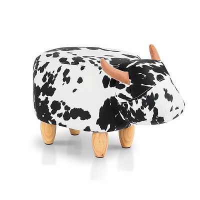 Artiss Kids Cow Animal Stool - Black & White