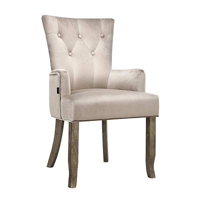 Dining Chairs French Provincial Chair Velvet Fabric Timber Retro Camel - Brand New - Free Shipping