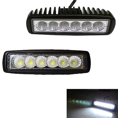 2x 6inch 18W LED Light Bar Driving Work Lamp Flood Truck Offroad UTE 4WD - Brand New