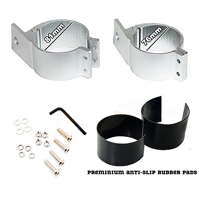 PAIR Silver Bullbar Mounting Bracket Clamp 76-81mm For LED Light Bar HID ARB - Brand New