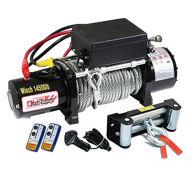 12V 14500Lbs Steel Cable Electric Winch Wireless Remote 4Wd Truck Offroad 6577Kg - Brand New