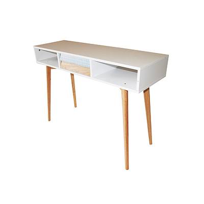 Skandi Design Hall Console Table with Drawer Wooden Frame Hallway Side Display - RRP: $149