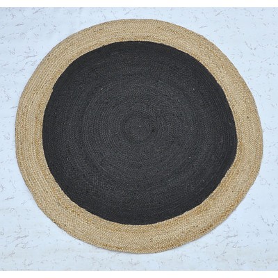 Jute Round Black Rug Black & Natural 120 x 120cm - Brand New