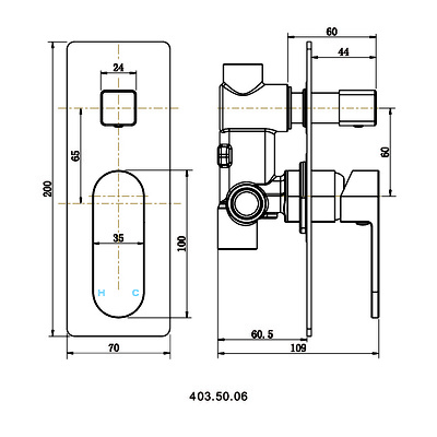 Shower Bath Mixer Diverter Tap WATERMARK Approved Electroplated Matte Black