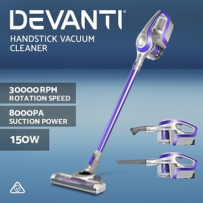 Cordless Rechargeable Vacuum Cleaner Stick - Purple & Grey - Free Shipping