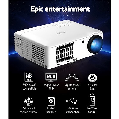HD 1080P Video Projector 4000 Lumen LED Home Theatre Business Multimedia