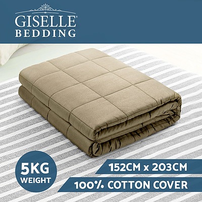 Cotton Weighted Blanket Heavy Gravity Deep Relax Sleep Adult 5KG Brown - Brand New - Free Shipping