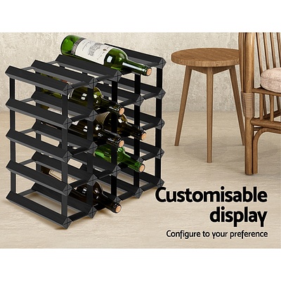 20 Bottle Timber Wine Rack Wooden Storage Wall Racks Holders Cellar Black - Brand New - Free Shipping