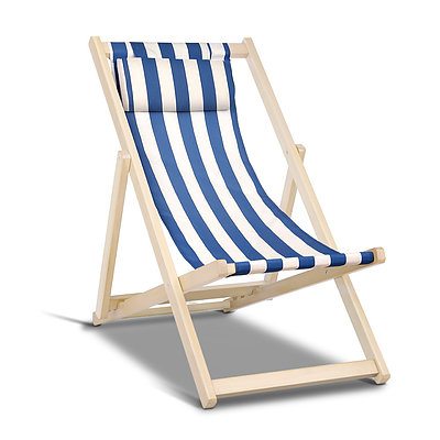 Fodable Beach Sling Chair - Blue & White Stripes - Free Shipping