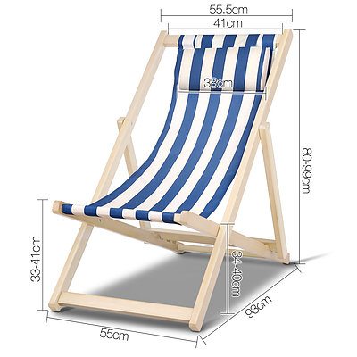 Fodable Beach Sling Chair - Blue & White Stripes - Free Shipping