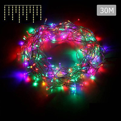 Jingle Jollys 800 LED Christmas Icicle Lights Mutlicolour - Brand New - Free Shipping