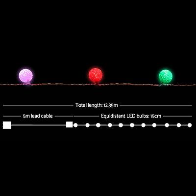 Jingle Jollys 12.5M Christmas Snowball String Lights - Multi Colour - Free Shipping