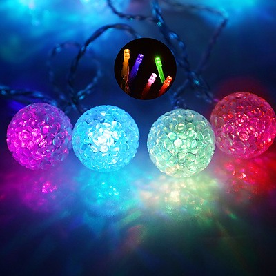 Jingle Jollys 12.5M Christmas Snowball String Lights - Multi Colour - Free Shipping