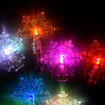 Jingle Jollys 20M Christmas Snowflake String Lights - Multi Colour - Free Shipping