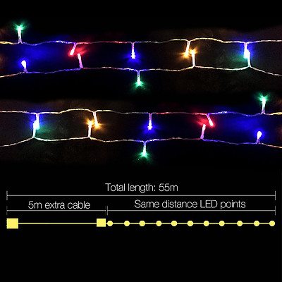 Jingle Jollys 50M Christmas String Lights 500LED Multi Colour - Brand New - Free Shipping
