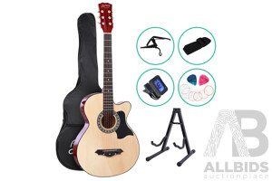 38 Inch Wooden Acoustic Guitar with Accessories set Natural Wood - Brand New - Free Shipping 38 Inch Wooden Acoustic Guitar with Accessories set Natural Wood - Brand New - Free Shipping