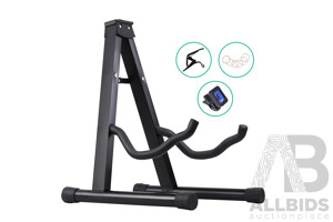 Folding Acoustic Guitar Stand Bass Floor Rack Holder Accessories Pack - Brand New - Free Shipping