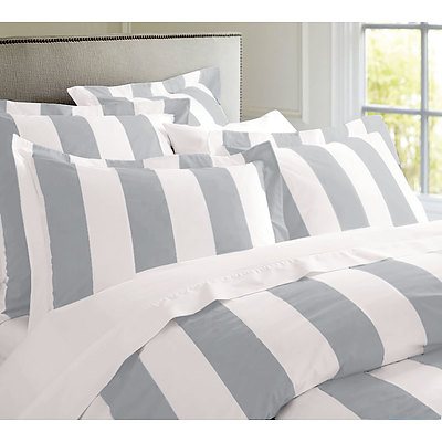 Oxford Stripe Quilt Cover set King - Silver - Free Shipping - RRP: $199.95