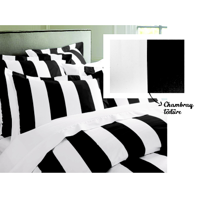 Oxford Stripe Quilt Cover set Queen - Charcoal - Free Shipping - RRP: $179.95