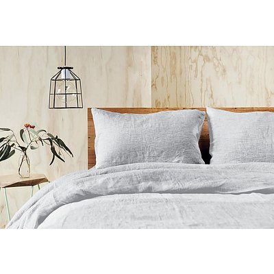 Doux Quilt Cover Set - King, 100% Linen - Grey - Free Shipping - RRP: $499.95