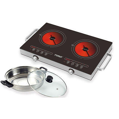 TODO 2400W HIGH POWER DOUBLE Twin  INFRARED COOKER HOTPLATE with POT - RRP: $229 - Free Shipping