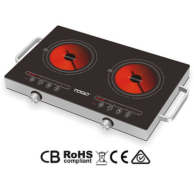TODO 2400W HIGH POWER DOUBLE Twin  INFRARED COOKER HOTPLATE with POT - RRP: $229 - Free Shipping