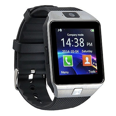 Smart Phone Watch 1.56 inch Touch LCD Micro Sim Input Bluetooth Camera - Silver - RRP $50 - Brand New