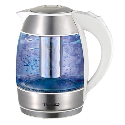 Todo 1.8l Glass Cordless Kettle Electric Blue Led Light With Coffee/Tea Infuser Filter 