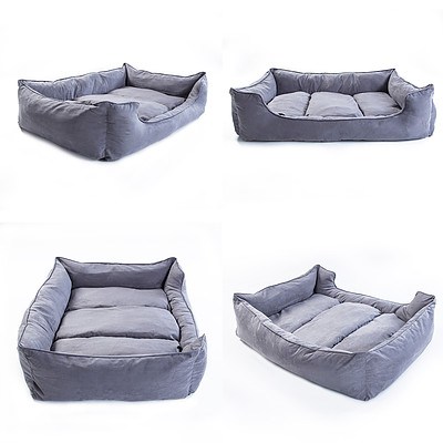 Paw Mate Pet Suede Sofa Husk L - 92 x 72 x 22cm Grey - Brand New with 12 Months Warranty